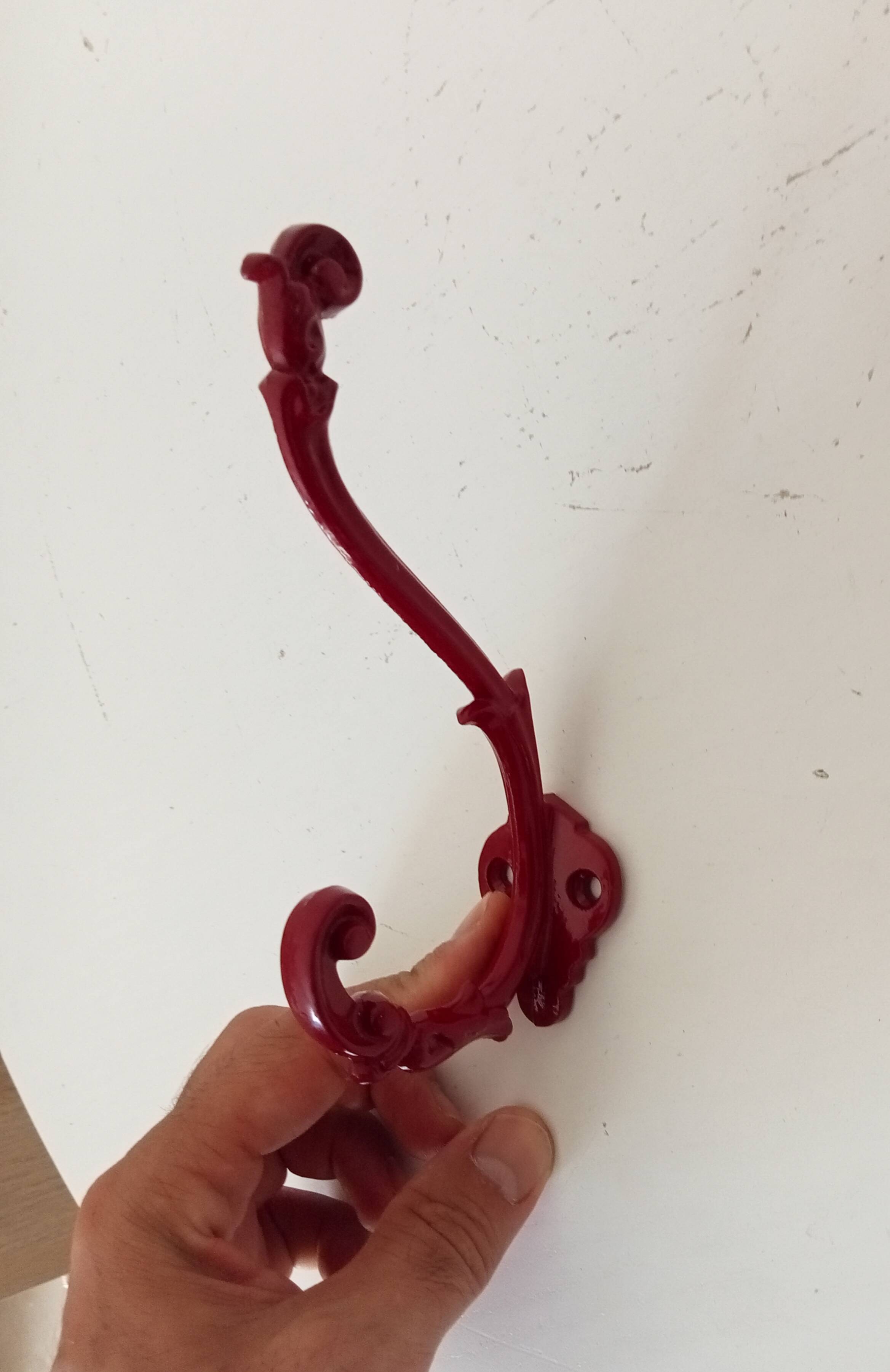 Vintage wall coat hook in enamelled cast iron