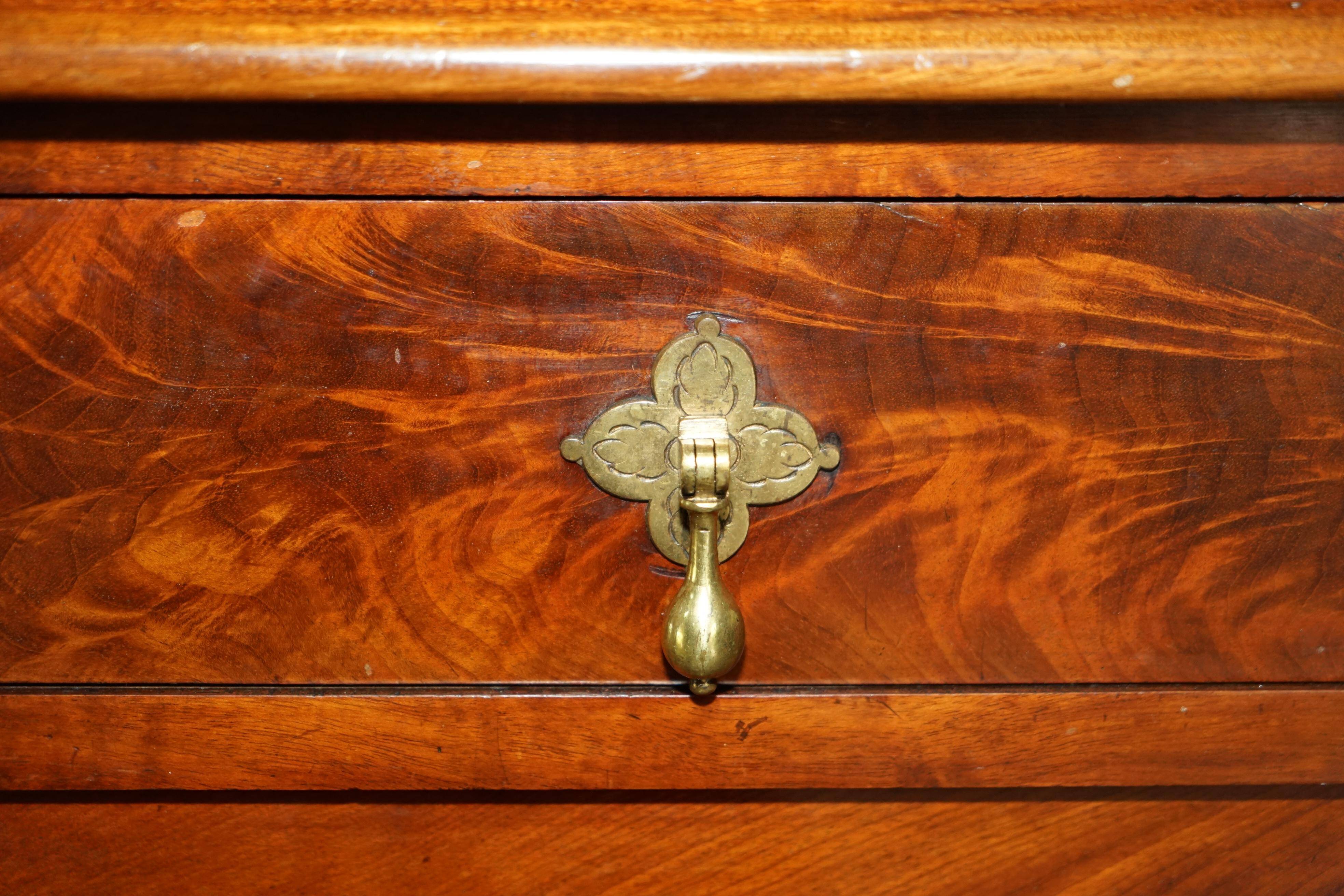 Victorian Flame Wood Commode with Porcelain Casters