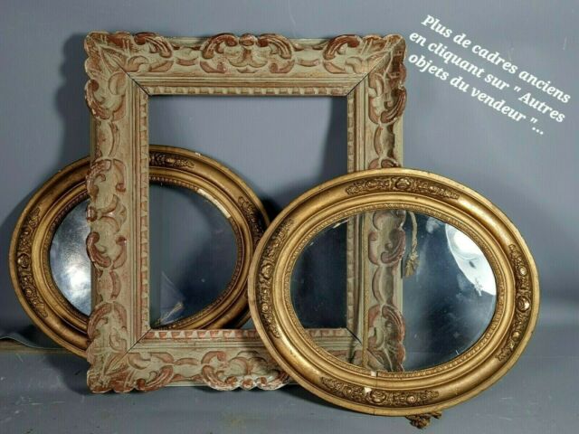 Mirror in frame art deco carved wood waxed 58x46 cm sb