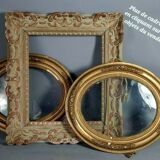 Mirror in frame art deco carved wood waxed 58x46 cm sb