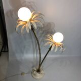 Two branch palm tree floor lamp 1970s italian hollywood regency brass