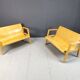 Mid-century plywood benches in the manner of Alvar Aalto, 1960 - set of 2