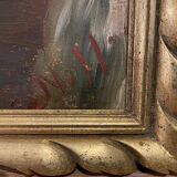 Old painting portrait of a man with a cigarette