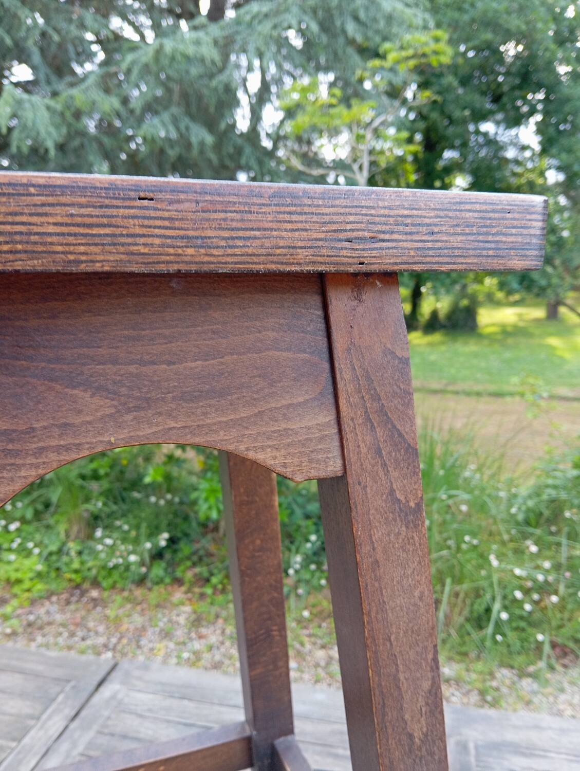 High stool in solid oak, brutalist style, circa 1950/60