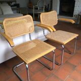 Pairs of Cesca B64 armchairs with armrests by Marcel Breuer
