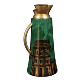 Aldo Tura Mod. 968D Hand-Decorated Green Goatskin Parchment Thermos Italy 1960