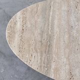 Oval travertine coffee table with ashwood slatted base – italy by forme