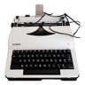 Machine à écrire portative Olympia , électrique , vintage, blanche  , fonctionnelle , ruban neuf
