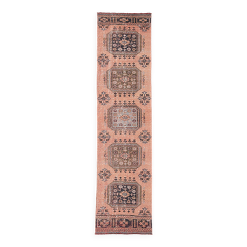 3x11 Dark Salmon Turkish Runner Rug, 85x336Cm SK 5476