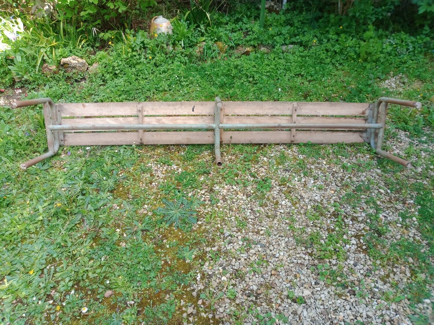 School bench from the 1950s, length 210 cm