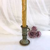 Handcrafted ceramic candle holder signed Blanot vintage France