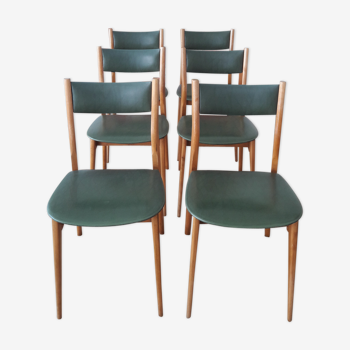 Lot de 6 chaises scandinave vertes