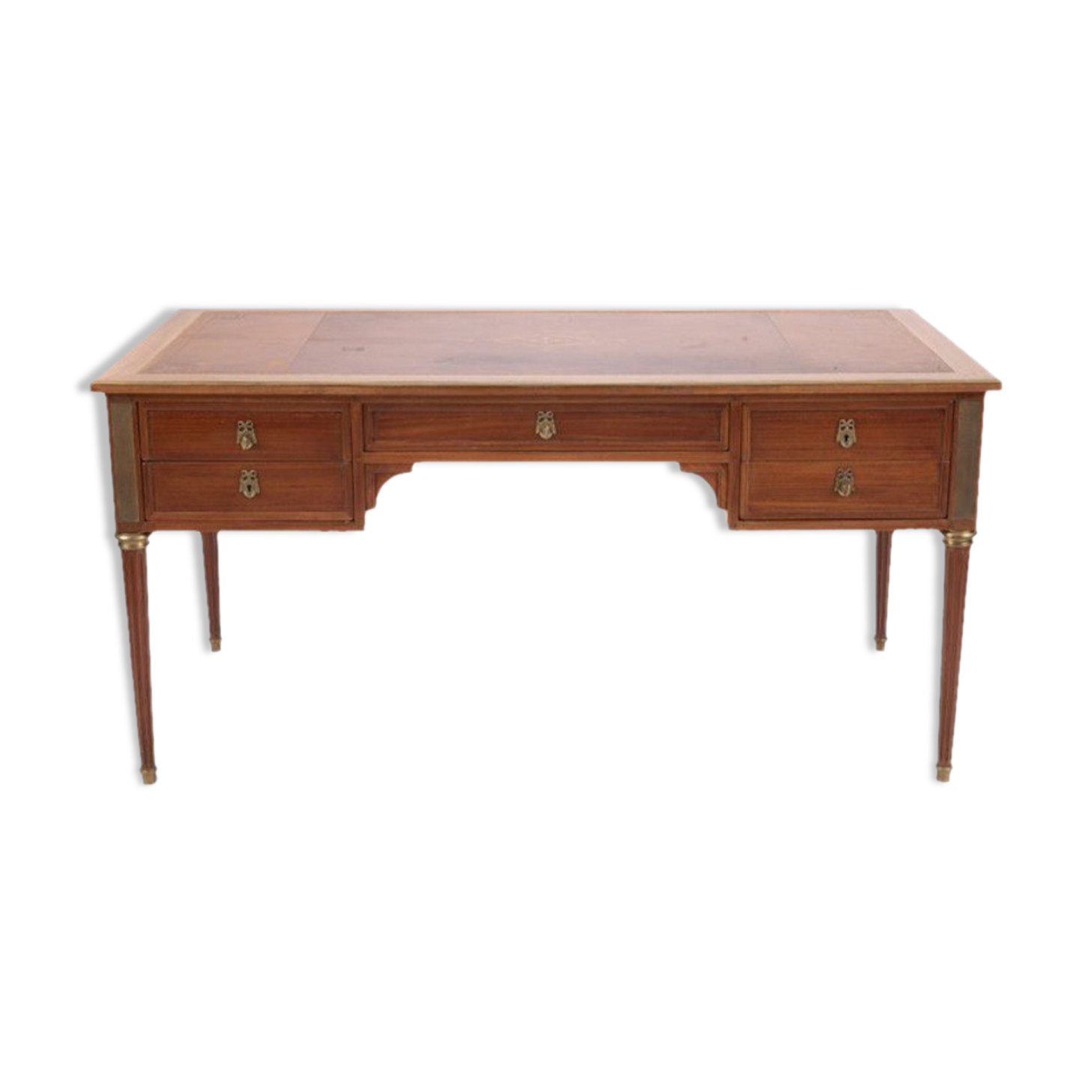 Flat desk in Louis XVI style veneer wood, circa 1900.