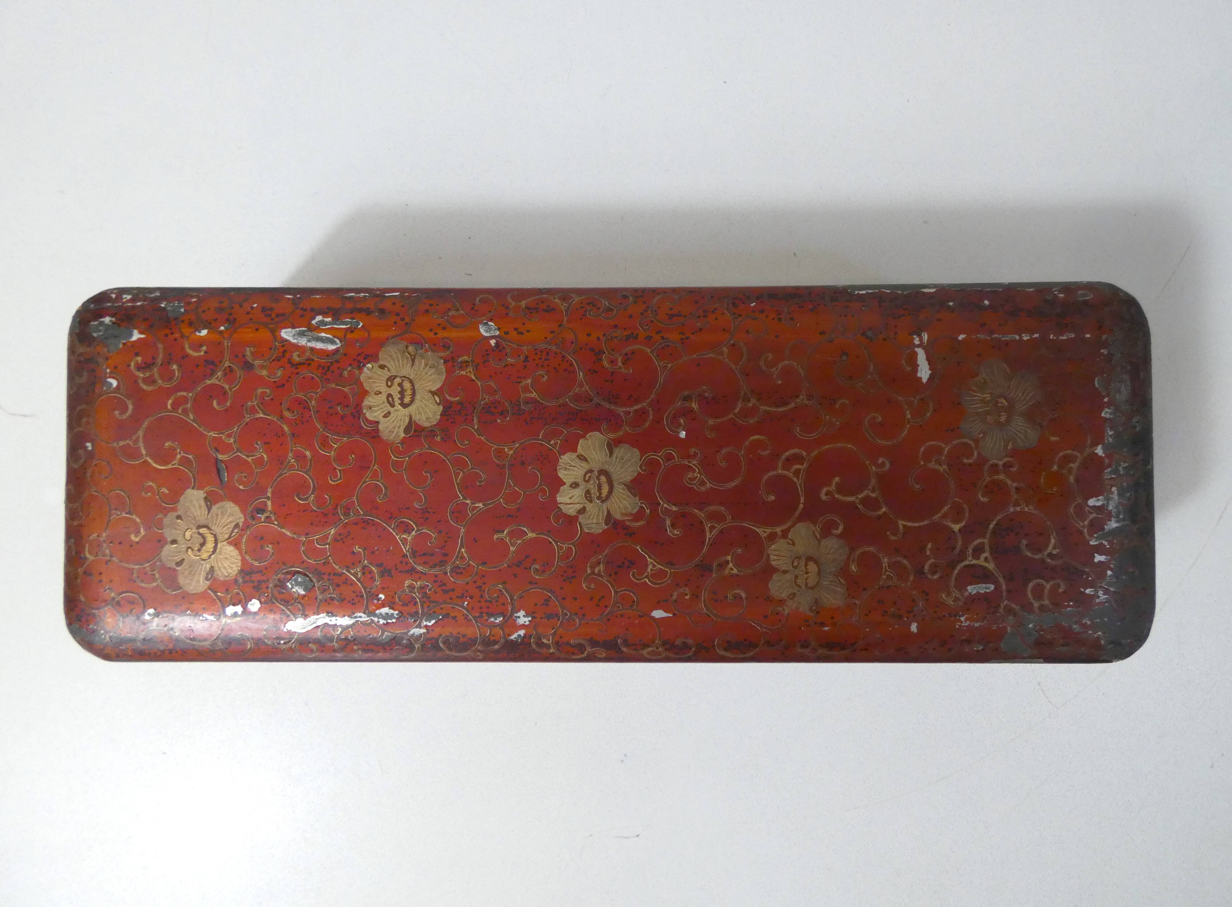 Antique orientalist art nouveau lacquered wooden box