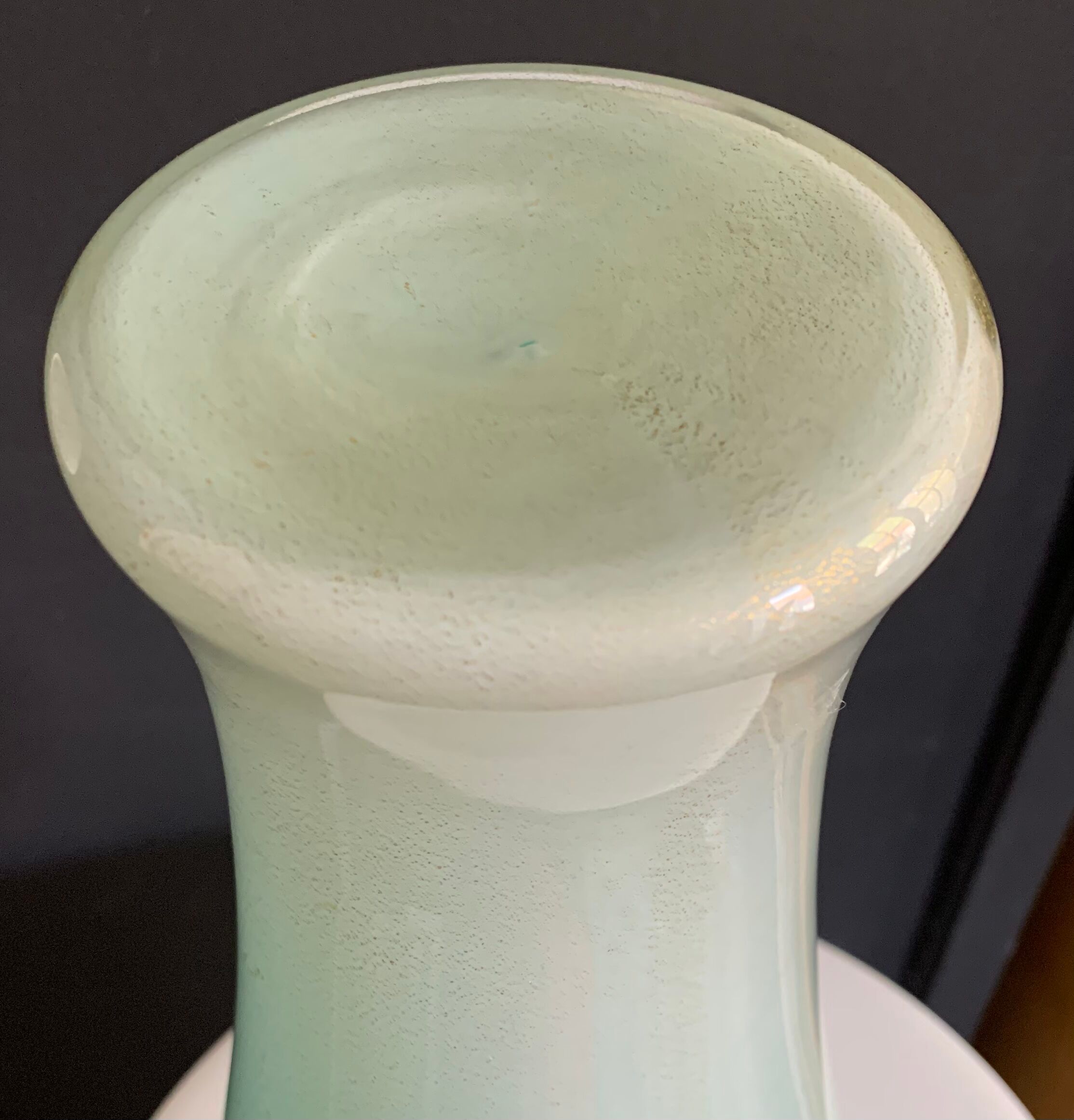 Murano - turquoise lined glass vase