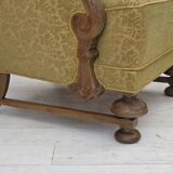 1960s, Danish armchair, furniture cotton/wool fabric, solid oak wood.