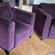 2 ROCHE BOBOIS armchairs, Long Island model, Aubergine color.
