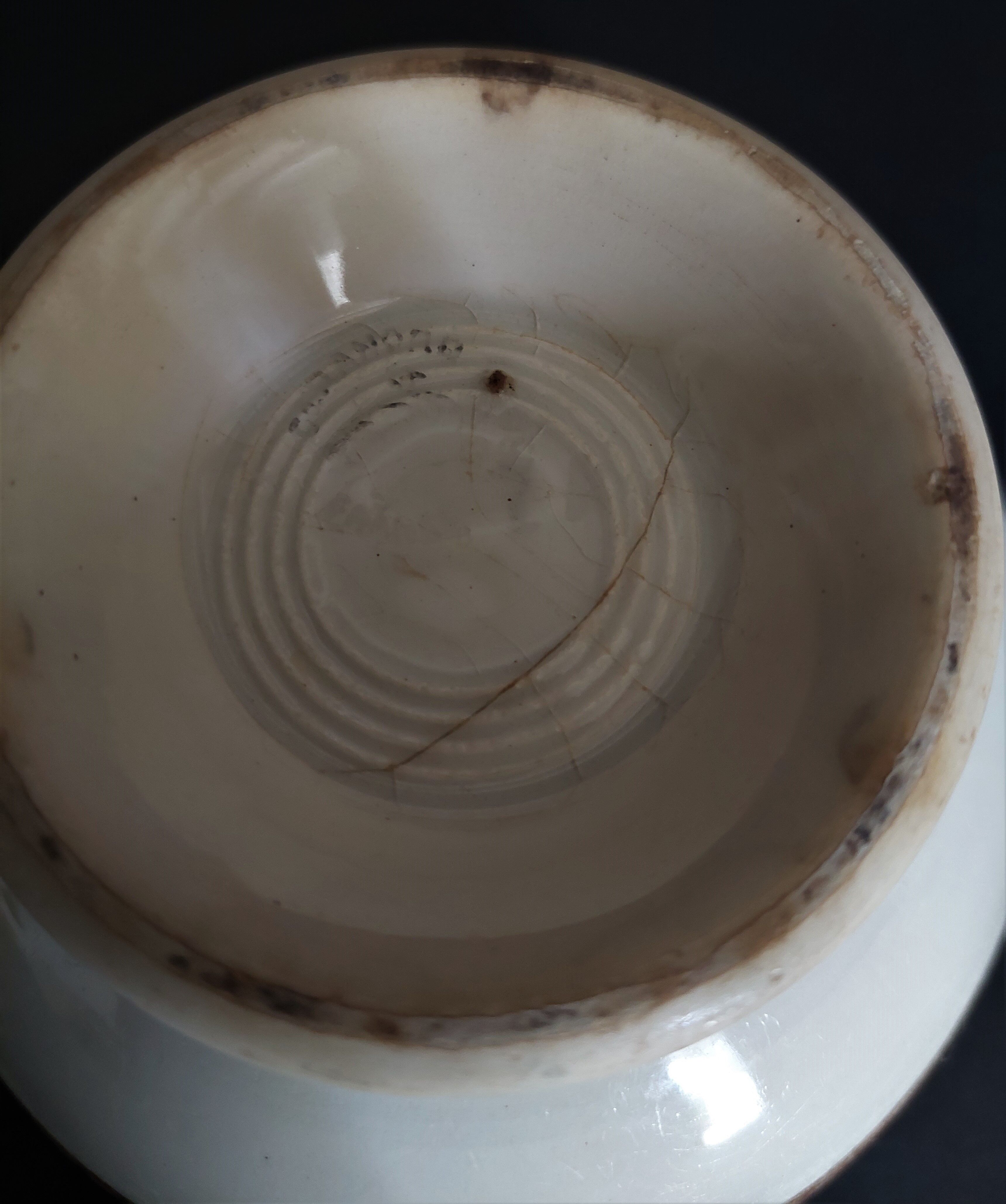 Old earthenware bowl Creil late nineteenth brown decoration