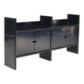 Cabinet bas en plastique noir modèle Multiplo Harvey Guzzini pour Kastilia, Italie années 1970