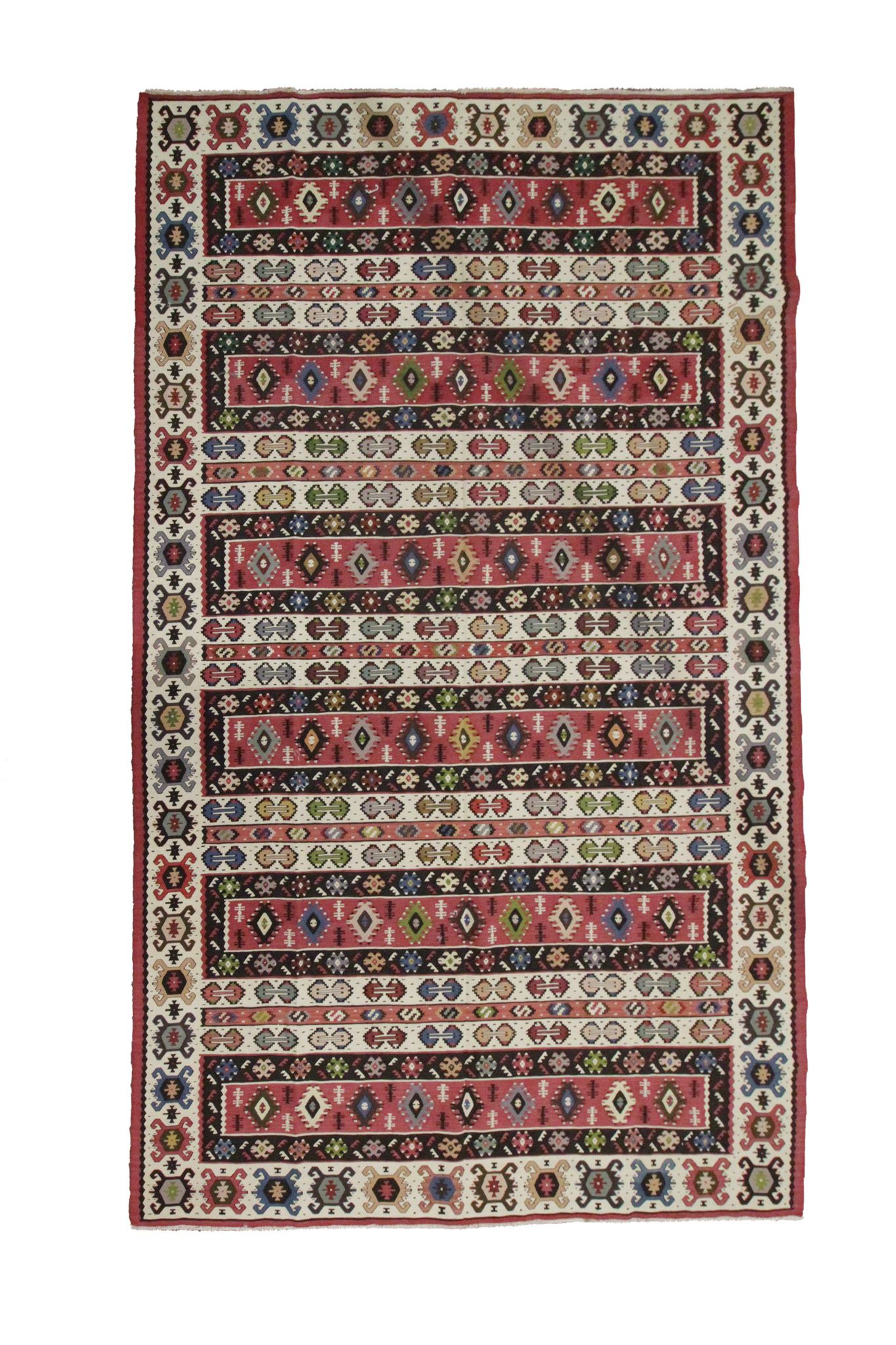 Antique Serbian Pirot Kilim Area Rug Traditional Flat Woven Rug- 200x300cm