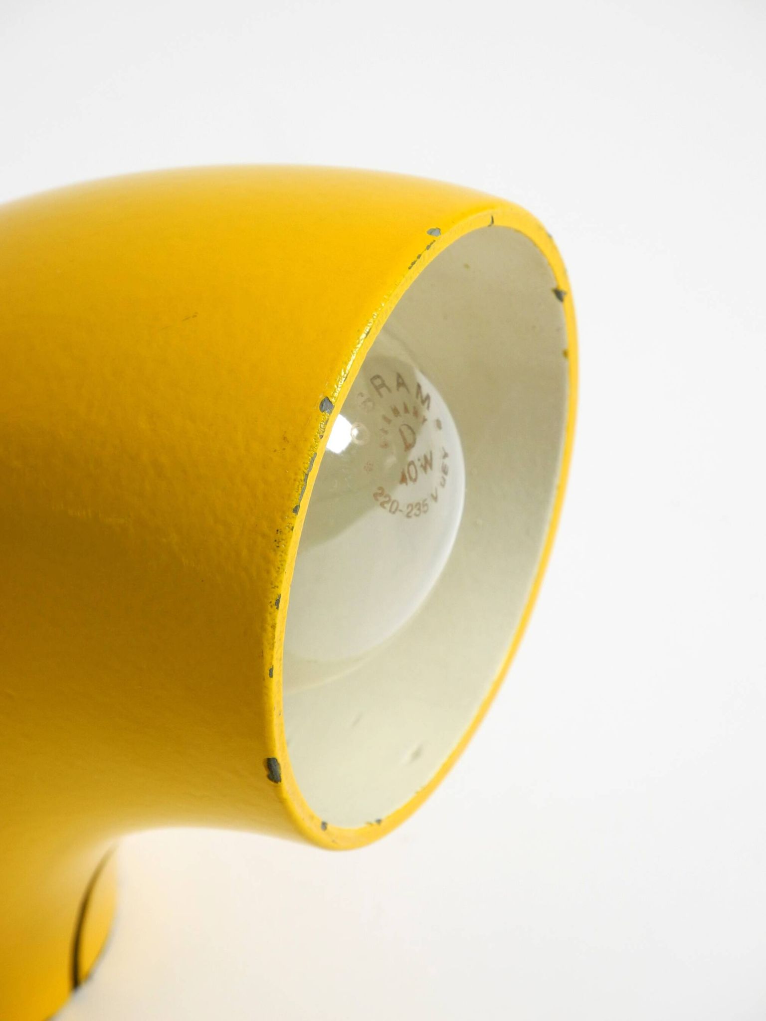 Very rare original Space Age 60s yellow table lamp made of iron by Temde
