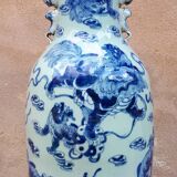 Large Chinese Celadon Vase with Shishi Decor, 19th Century China