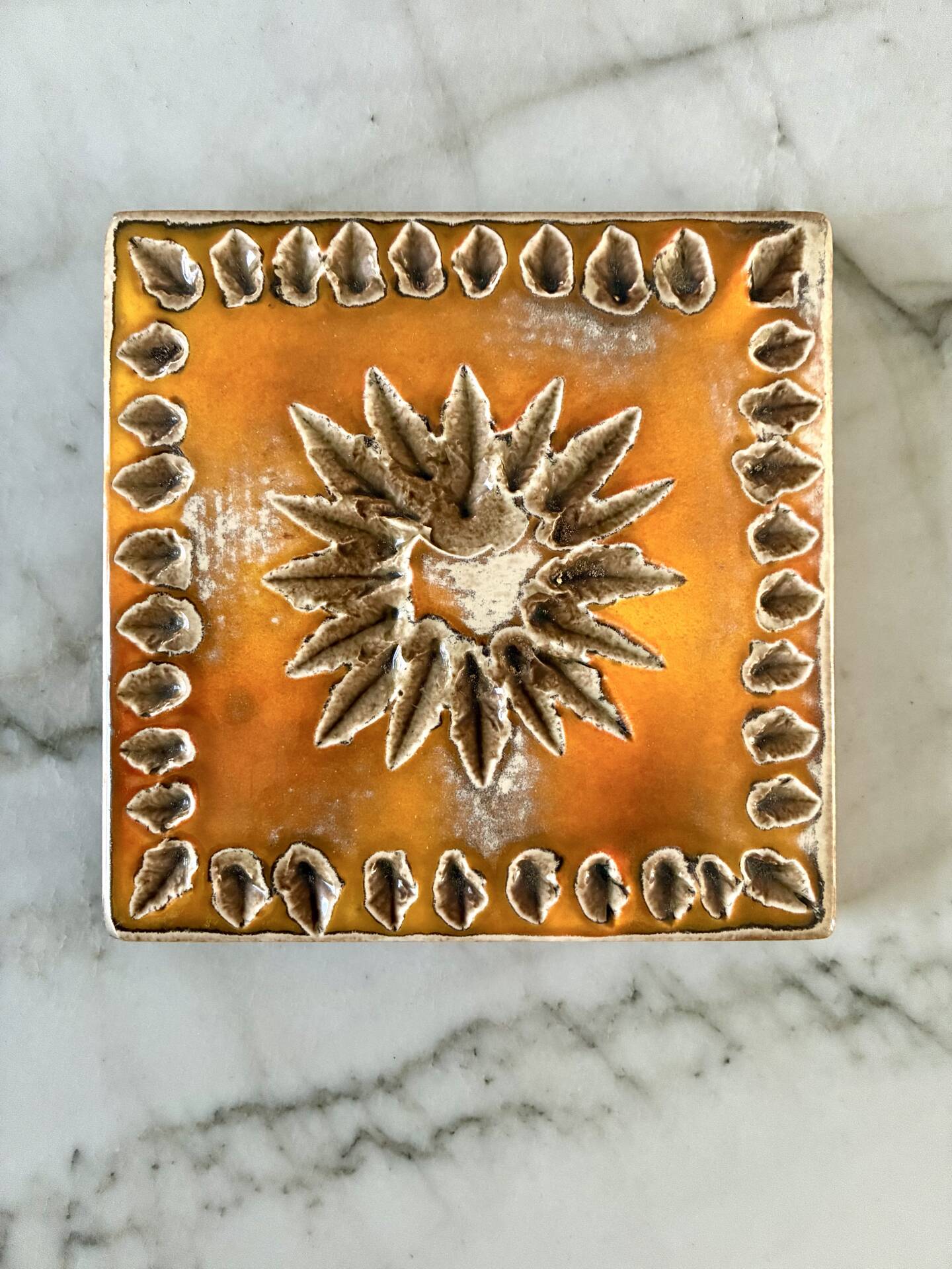 Decorative ceramic tile 1950/1960 by Périgordine pottery