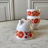 Trio of Arcopal cockroaches colorful flowers 70s