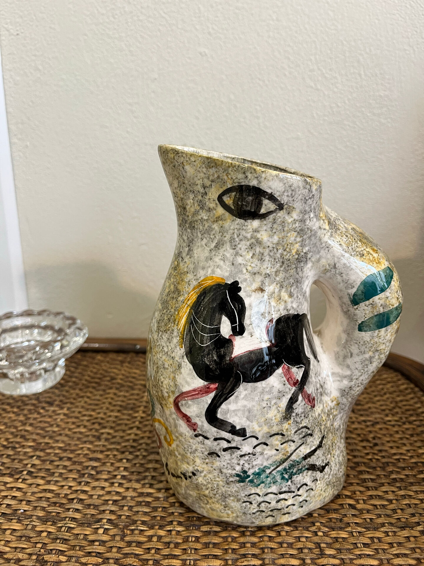 Carafe, jug, pitcher, zoomorphic vase signed R. Santi Vallauris