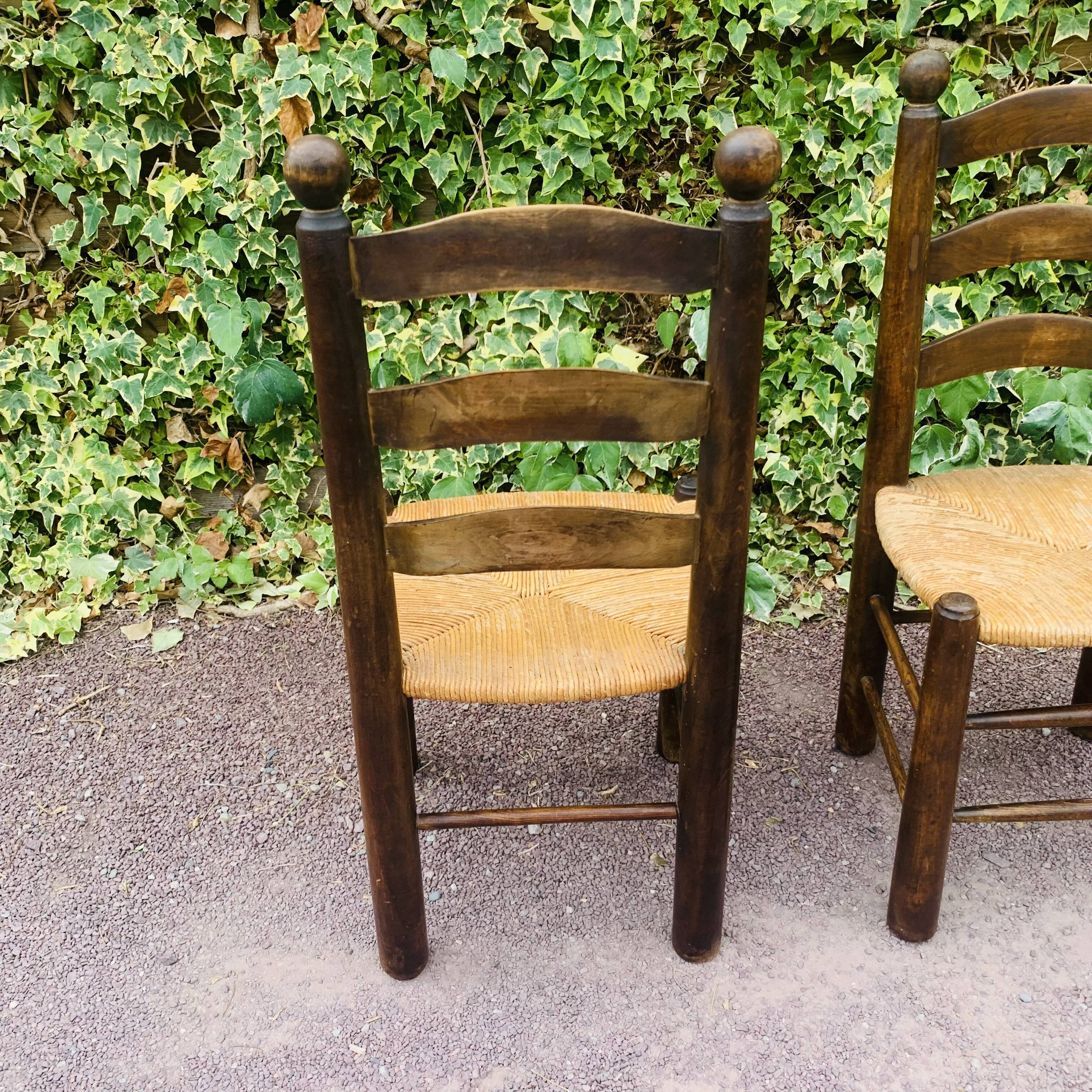 Paire de chaises bois et paillage