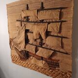 Vintage tapestry boat decor