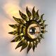 Sunburst ceiling light fixture or sconce in gilt wrought iron, Spain, circa 1960s