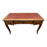 Louis XV Style Desk - Cherry Wood - Red Leather Top - with Extensions
