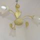 French vintage chandelier with 3 lights in leaf green metal and glass shades 5516