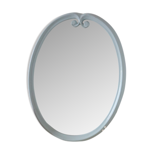 Miroir ovale en fonte, - ancien bleu