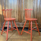 Vintage solid wood high chairs in Western style for children.
