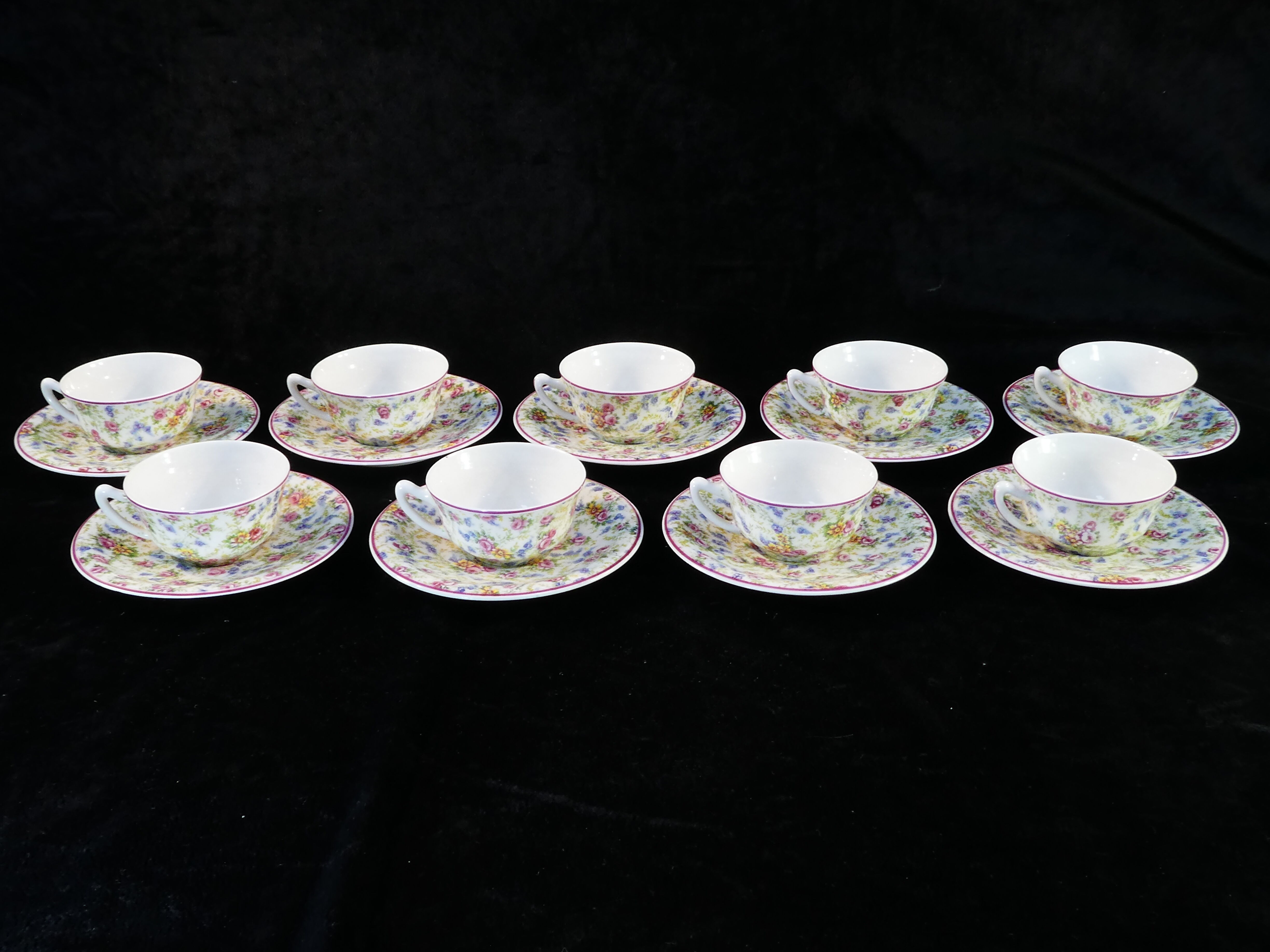 9 porcelain coffee cups from limoges haviland decorated with flowers circa 1930