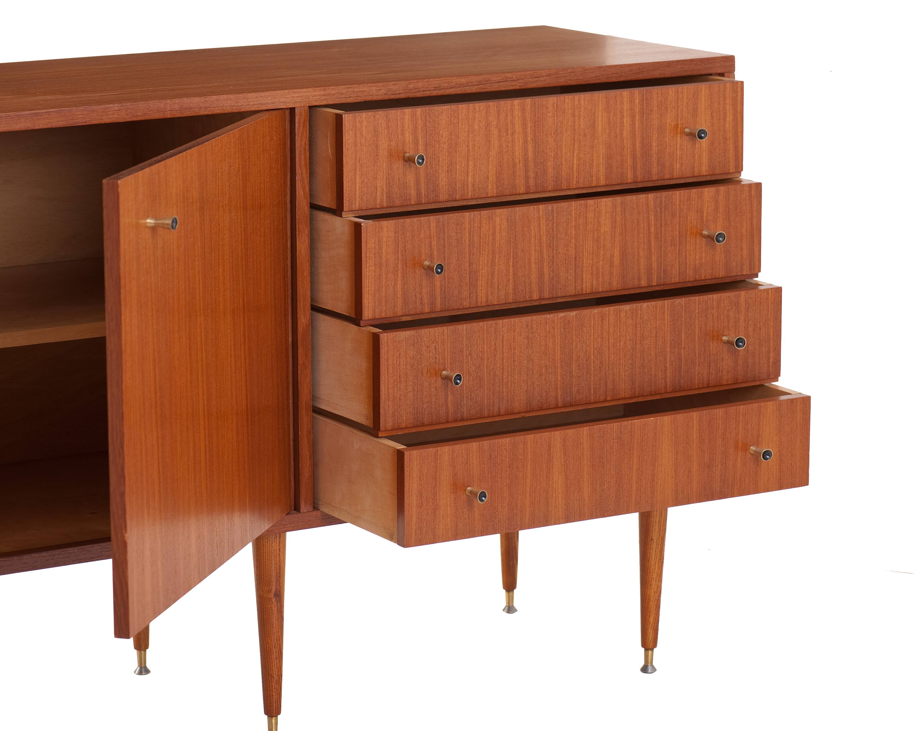 Teak sideboard with 4 drawers and 2 doors, 1960s