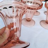 Suite of 6 pink glass ice cream bowls 70s/80s