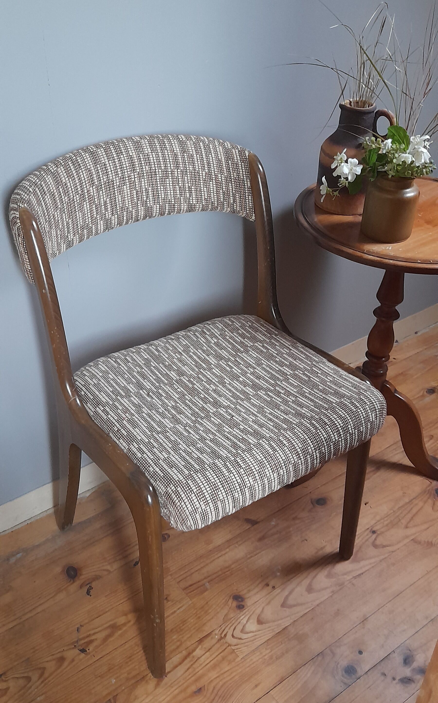 Sled chair by Self - NF14, solid wood and wool fabric, vintage 1960's