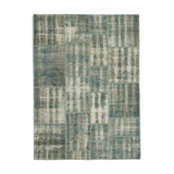 Handmade anatolian vintage 174 cm x 242 cm blue patchwork carpet