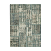 Handmade anatolian vintage 174 cm x 242 cm blue patchwork carpet