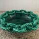 Large ceramic dish from Vallauris with green enamelled rope