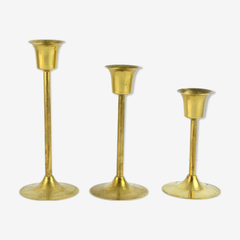 Trois chandeliers modernistes en laiton, Suède, années 1970