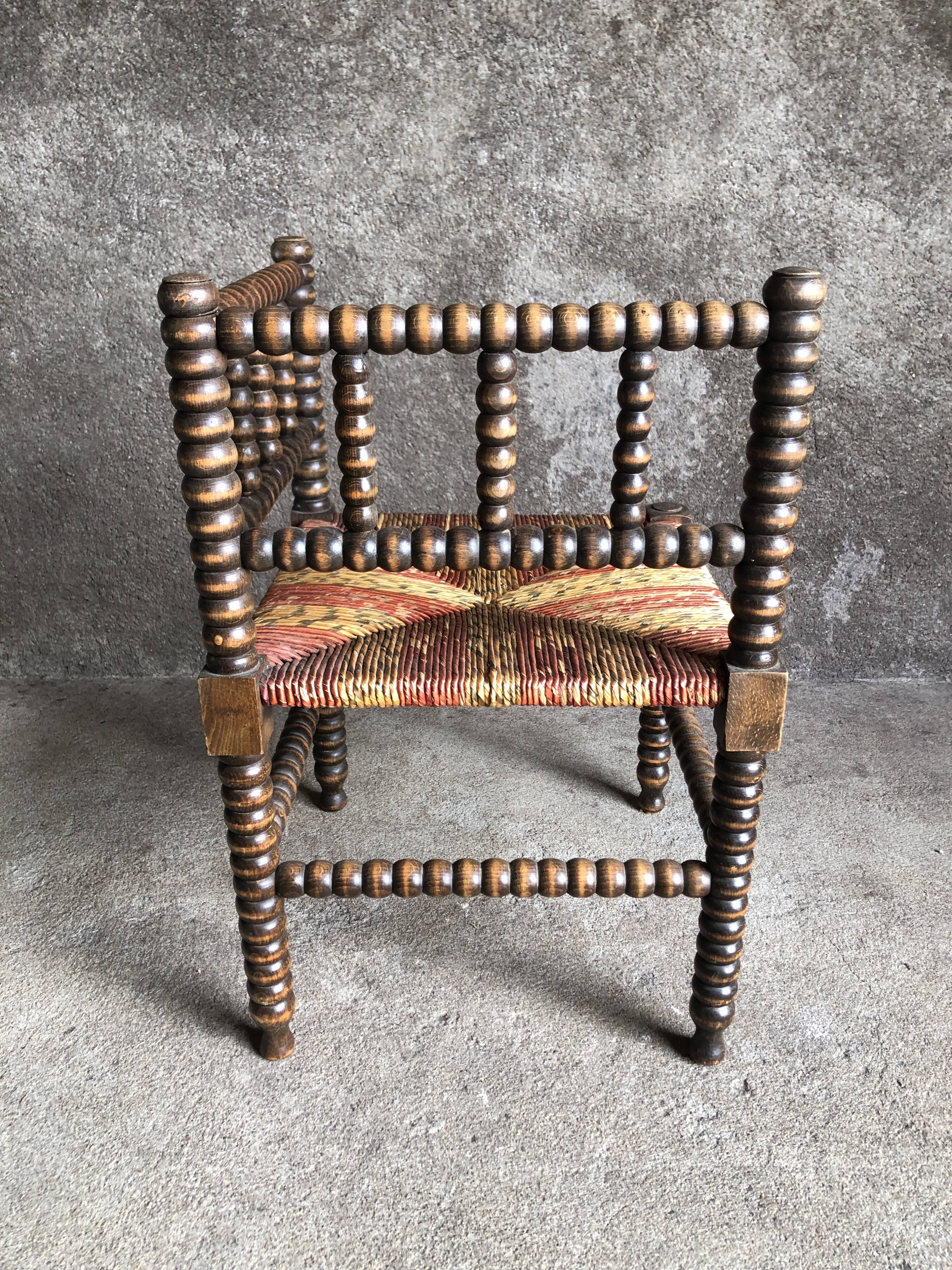 Turned wood corner chair
