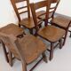 Set of 6 vintage brutalist oak chairs from the 1950s.