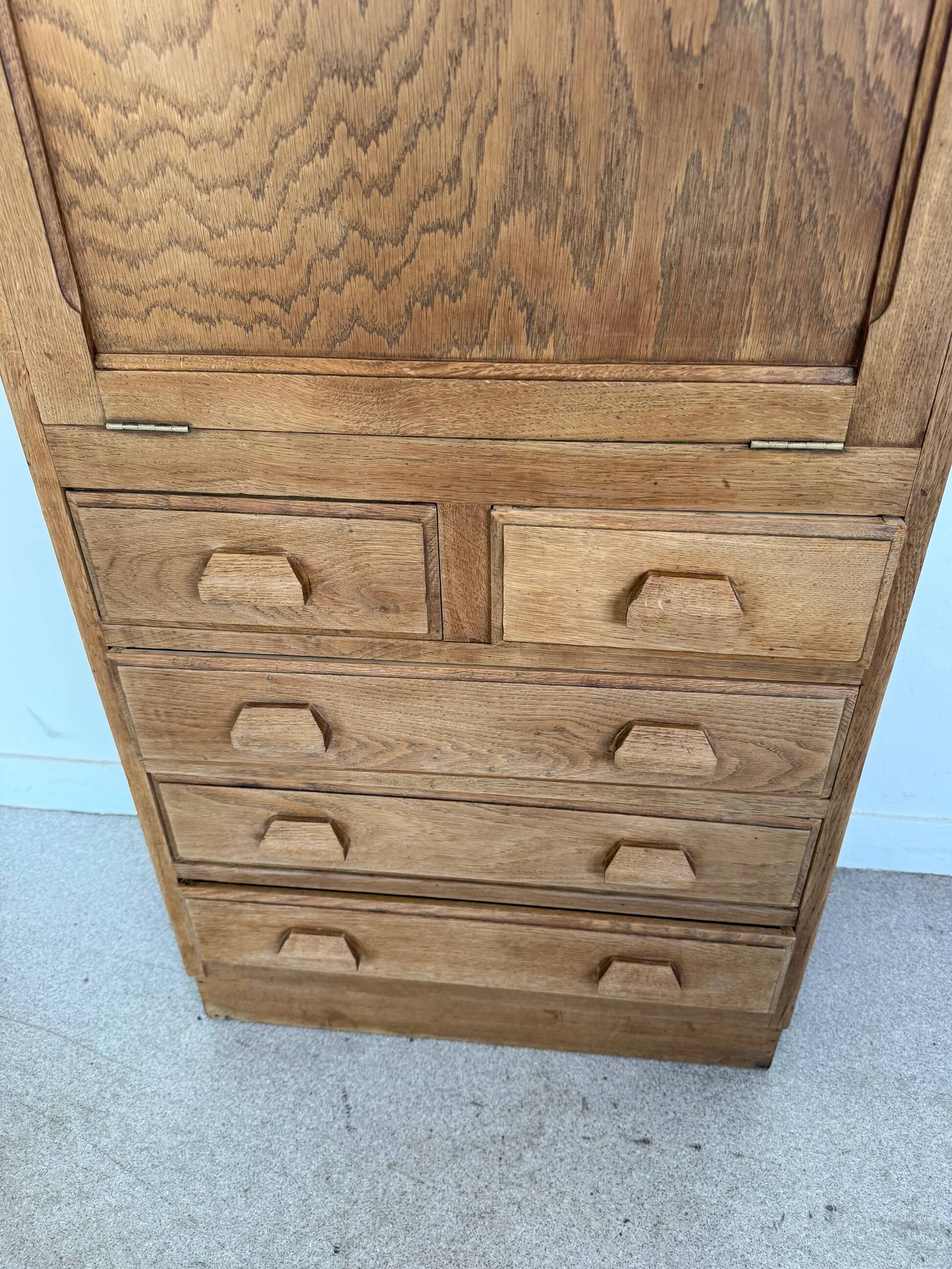 Vintage wooden secretary desk in the style of a professional piece of furniture