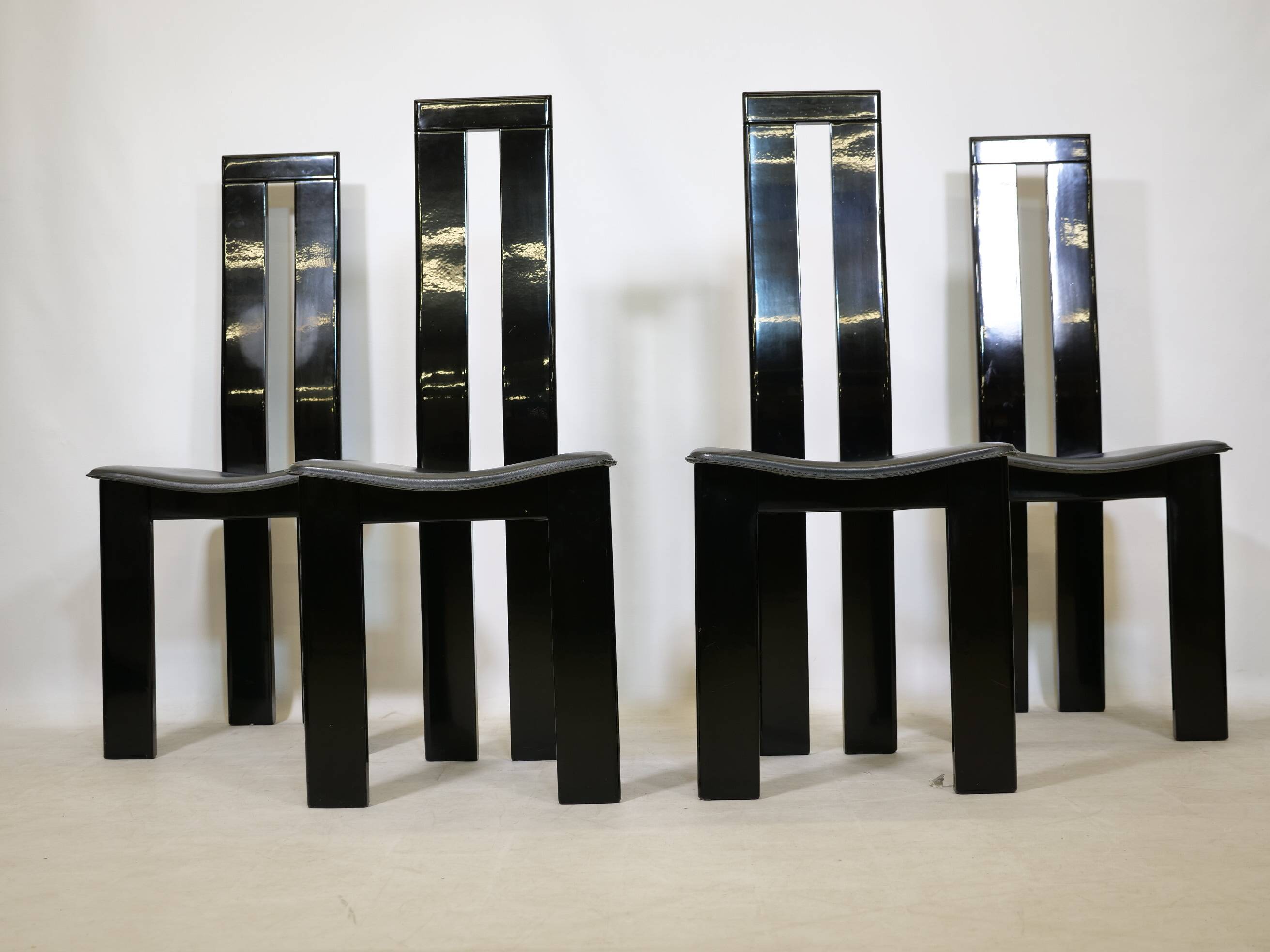 Postmodern Black Dining Chairs by Pietro Costantini, Set of 4, 1970s