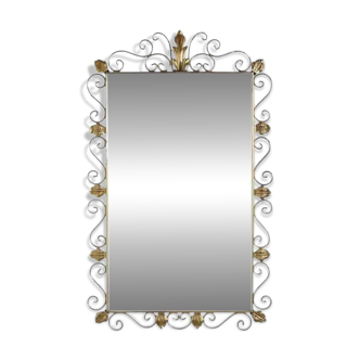 Miroir rectangulaire années 50 - 60 sur cadre laiton