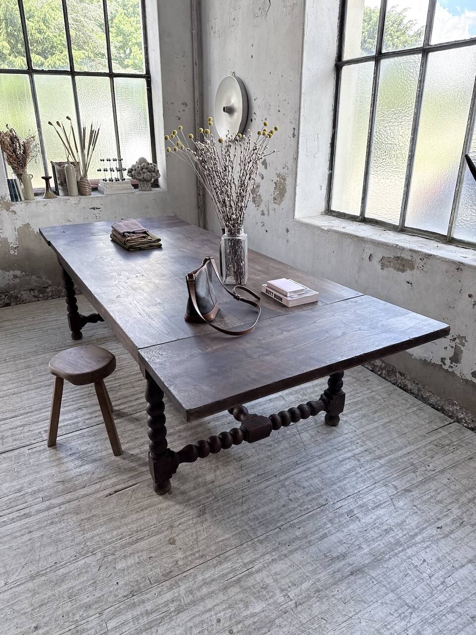 Solid oak table 1900 drapery style XL 280cm with extensions